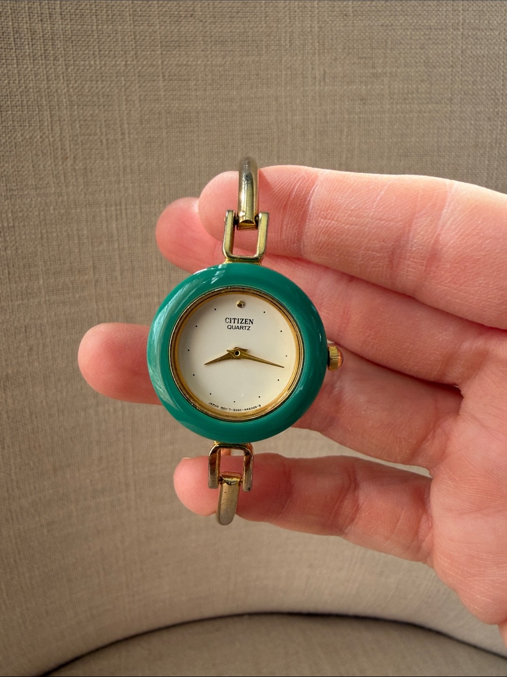 Citizen Gold Tone Watch with Turquoise Bezel